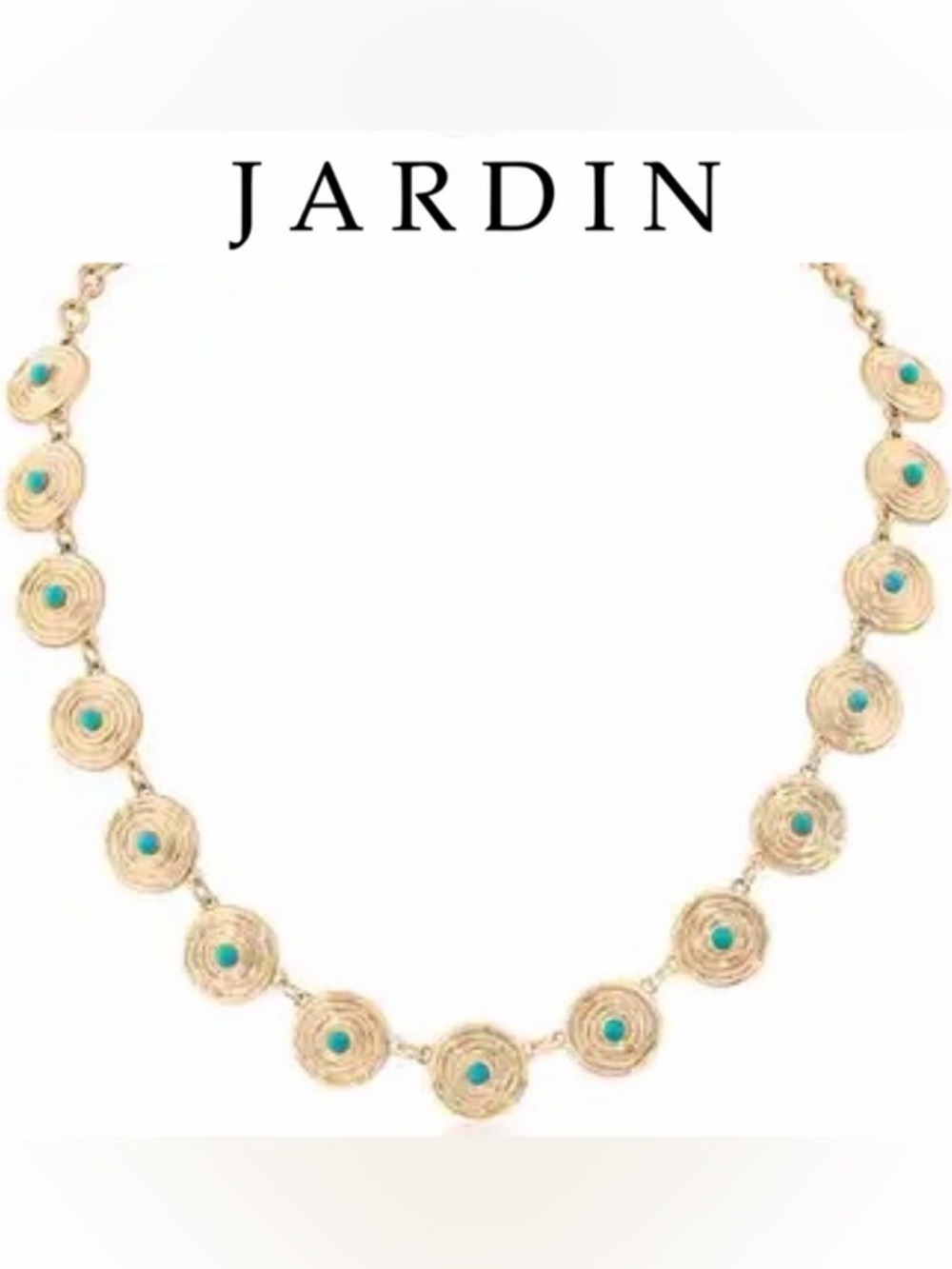 Jardin Turquoise Cabochon Disc Necklace Gold-Tone Necklace 115$ NWT